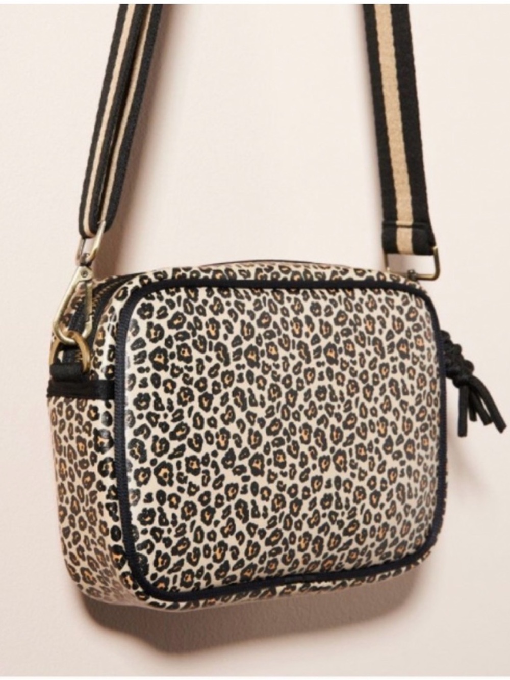 Anthropologie Leopard Print Camera Crossbody Bag